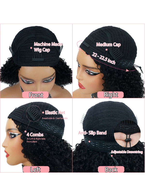 TikTok Hot | 3-In-1 Half Wig Kinky Curly Glueless Flexi-Fit Drawstring Wig Beginner Friendly