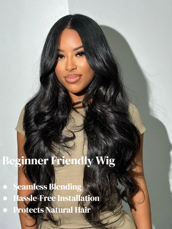 3-In-1 Half Wig Yaki Body/Yaki Straight Glueless Flexi-Fit Drawstring Wig Beginner Friendly - sterlyhair
