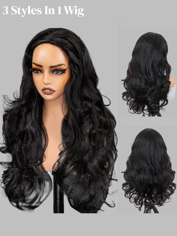 3-In-1 Half Wig Yaki Body/Yaki Straight Glueless Flexi-Fit Drawstring Wig Beginner Friendly