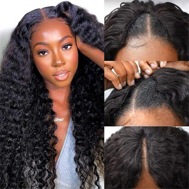 Glueless V Part Wig Human Hair No Leave Out Deep Wave Human Hair Wigs for Women - sterlyhair