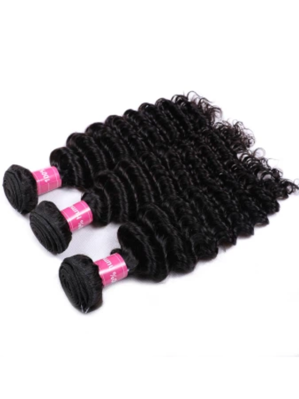 Lot de 3 mèches Deep Wave Sterly Hair avec dentelle frontale 13×4 