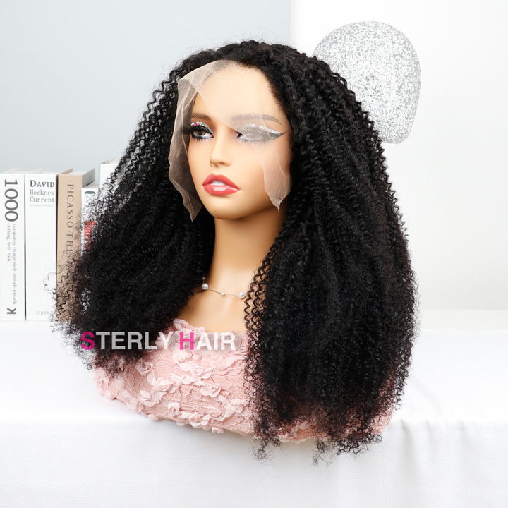 Sterly 4b/4c Curly Wig Perfect Afro Curls Glueless 13×6 PreMax Wig Flexi-Fit Drawstring Wigs Pre Bleached - sterlyhair