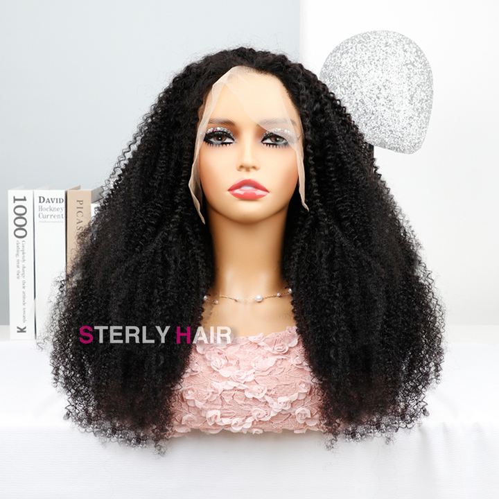 Sterly 4b/4c Curly Wig Perfect Afro Curls Glueless 13×6 PreMax Wig Flexi-Fit Drawstring Wigs Pre Bleached - sterlyhair