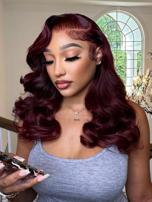 Layered Cut Wine Burgundy Loose Deep Wave Short Bob Wig Human Hair Wigs Sterly Hair - sterlyhair