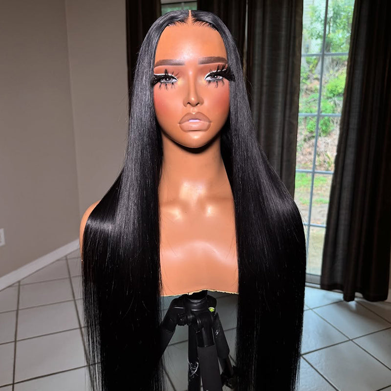 #1 Jet Black Glueless 7×6 Real HD Lace Silky Straight Hair Wig Ready To Go 100% Human Hair