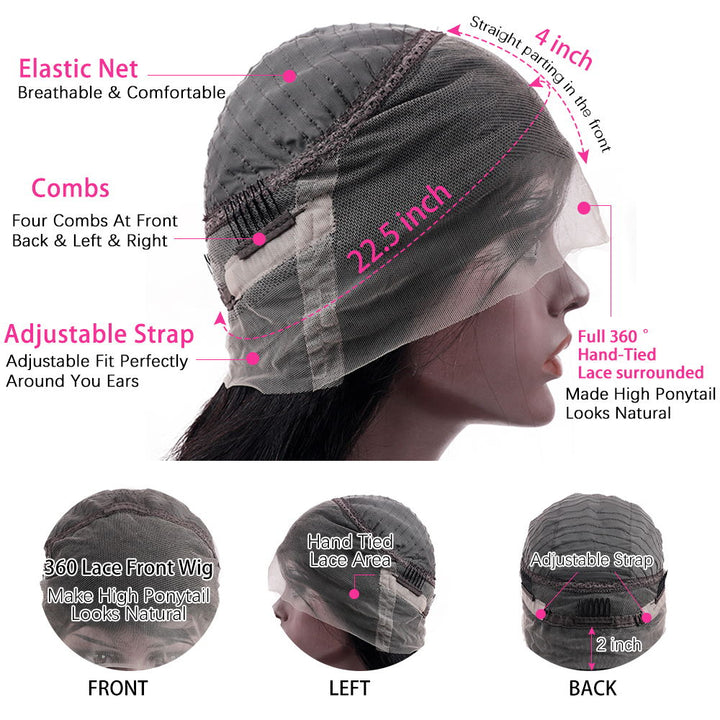 360 HD Lace Frontal Wigs Yaki Straight Human Hair Wigs For Women Sterly Hair - sterlyhair