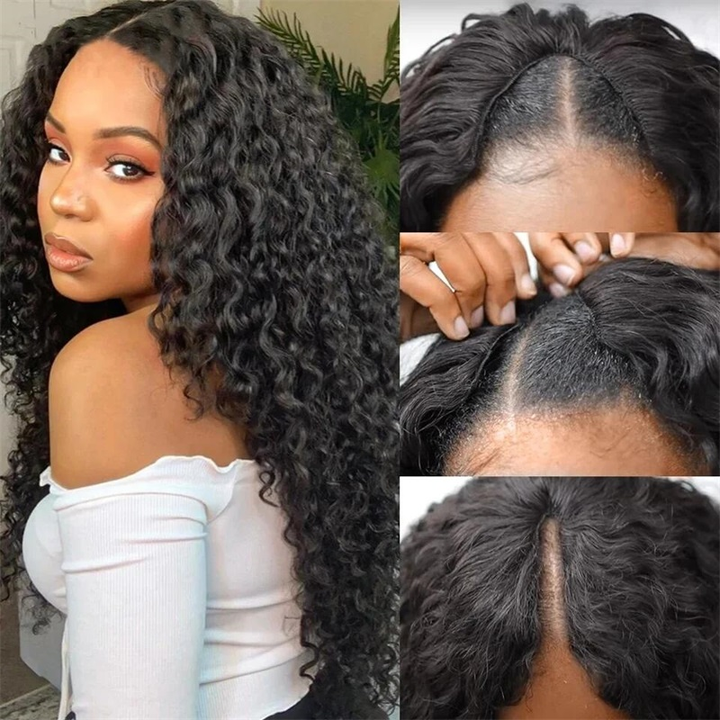 Glueless V Part Wig Human Hair No Leave Out Deep Wave Human Hair Wigs for Women - sterlyhair