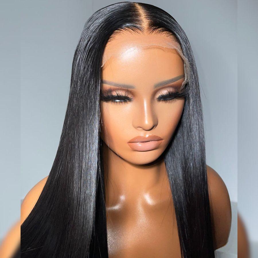 Parting Max 9x6 Glueless Wig #1 Jet Black Straight Hair Wig Pre Plucked & Bleached Ready to Go