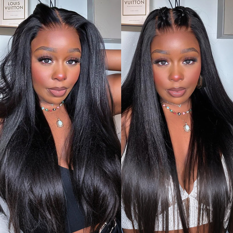 360 Lace Frontal Wigs Yaki-Straight / Kinky-Straight Human Hair Wigs For Women Sterly Hair