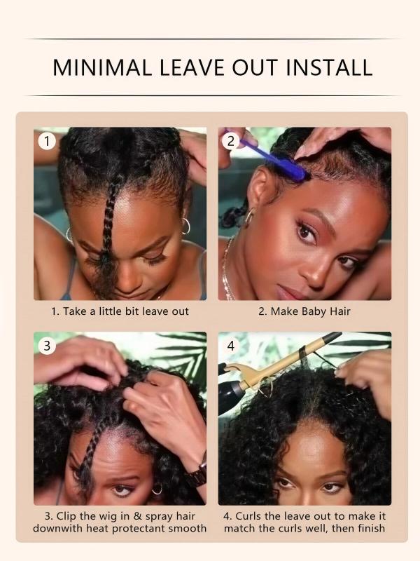 New Updated No Leave Out No Lace No Glue Culry V Part Drawstring Wig - sterlyhair