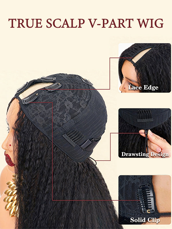TikTok Hot | New Drawstring V Part Human Hair Wig No Leave Out No Sew In 250% Density - sterlyhair