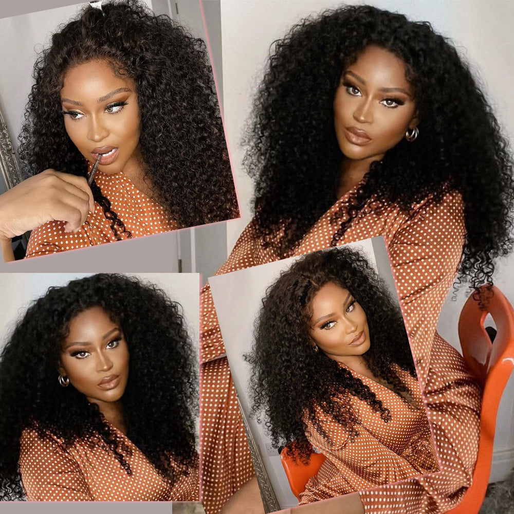 3-In-1 Half Wig Kinky Curly Glueless Flexi-Fit Drawstring Wig Beginner Friendly