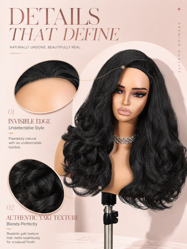 3 in 1 Half Wig Yaki Loose Body Wig Glueless Flexi Fit Drawstring Wig