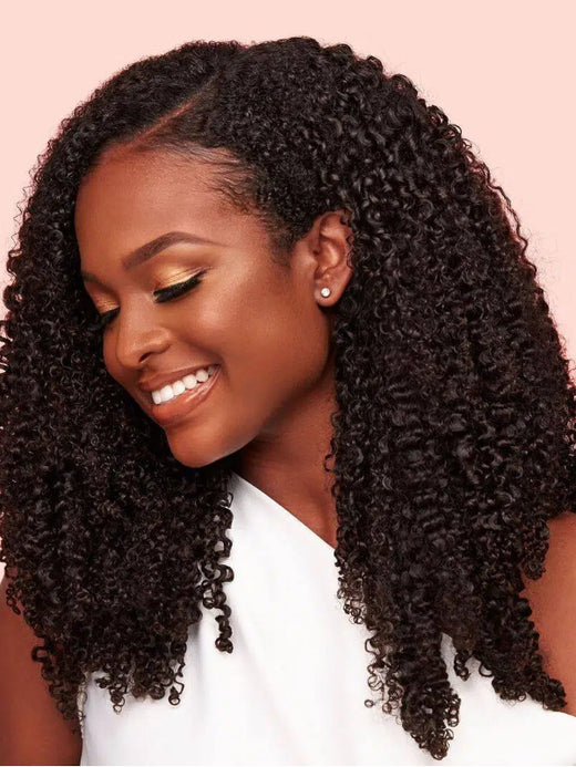 3c/4a | Kinky Curly V Part Wig Thin Part Glueless Wear Go Wigs Human Hair Wig - sterlyhair