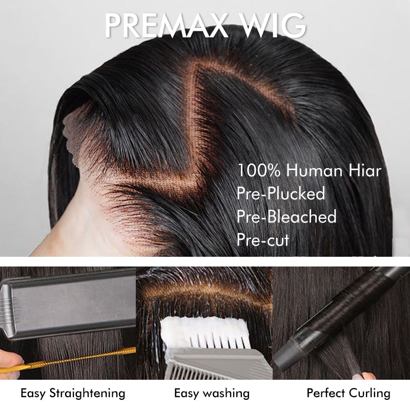 Sterly #1 Jet Black Frontal Wigs Human Hair 7×6 /13×6Straight Short Bob Wigs For Women