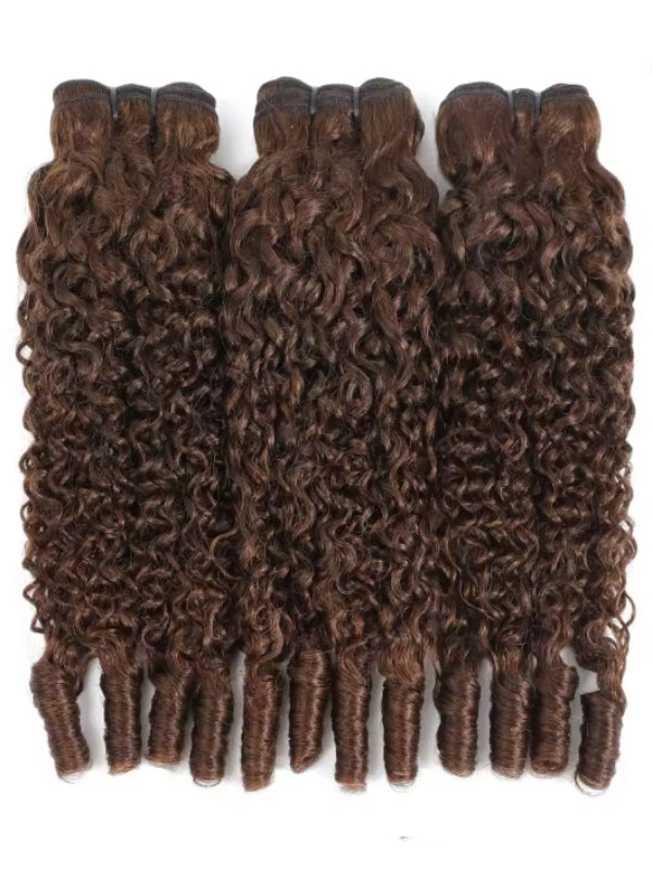 #4 Chocolate Brown Raw Burmese Curly Bundles 100% Human Hair Bundle Sterly Hair