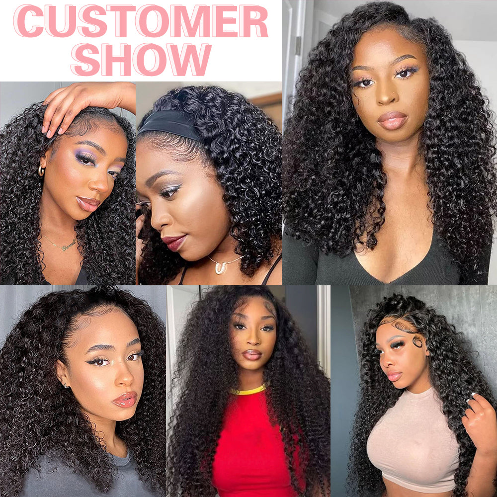 3-In-1 Half Wig Kinky Curly Glueless Flexi-Fit Drawstring Wig Beginner Friendly
