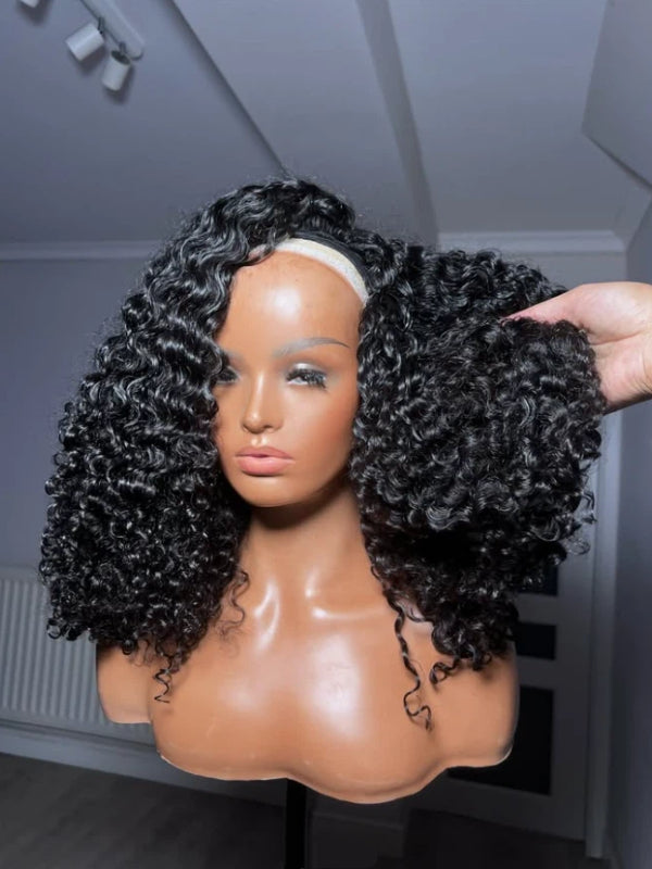 Burmese Curly 3-In-1 Half Wig Glueless Install with Drawstring Beginner Friendly - sterlyhair