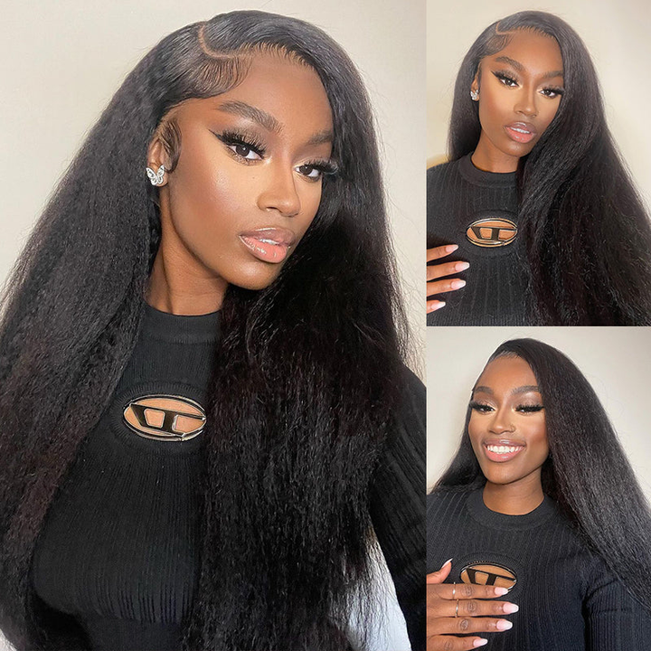 Affordable Glueless 7×6 Lace Yaki Straight Human Hair Wig Sterly Hair - sterlyhair