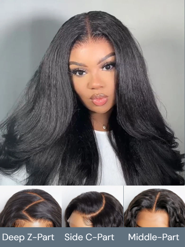 Sterly Glueless 7x6 HD Lace Wig Kinky Straight Lace Front Wigs Human Hair