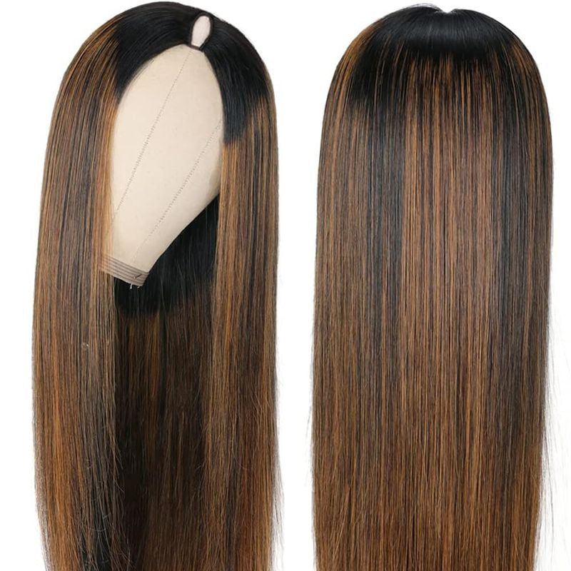 FB30 New Drawstring Straight V Part Wig No Leave Out And No Sew In Human Hair Wigs