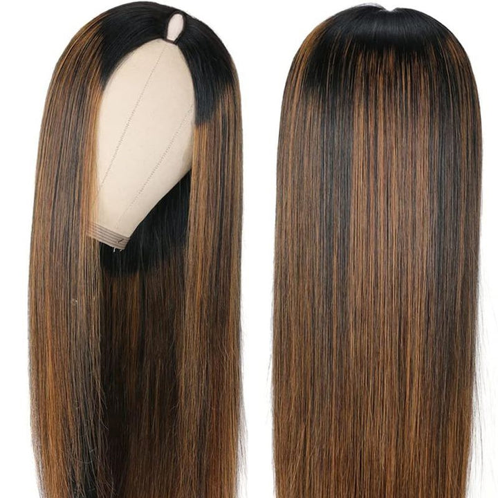 FB30 New Drawstring Straight V Part Wig No Leave Out And No Sew In Human Hair Wigs - sterlyhair