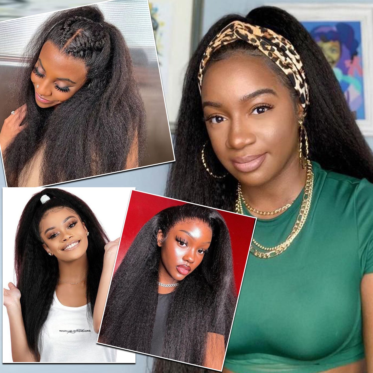 3-In-1 Half Wig Kinky Straight Glueless Flexi-Fit Drawstring Wig Beginner Friendly