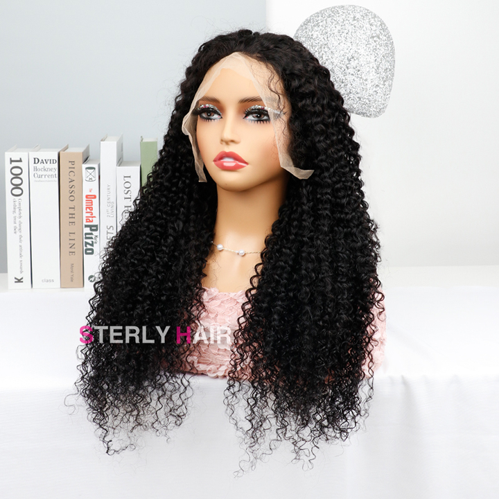 Curly Wig Perfect Curls Glueless 13×6 PreMax Wig Flexi-Fit Drawstring Human Hair Wigs Pre Bleached - sterlyhair