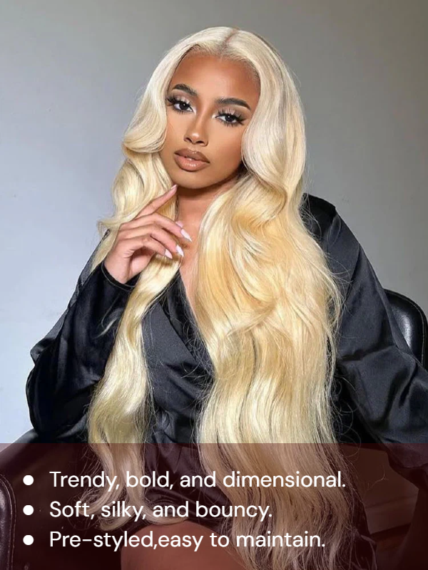 #613 Blonde 13x6 Full Frontal Lace Loose Body Wave Wigs Blonde Magic - sterlyhair