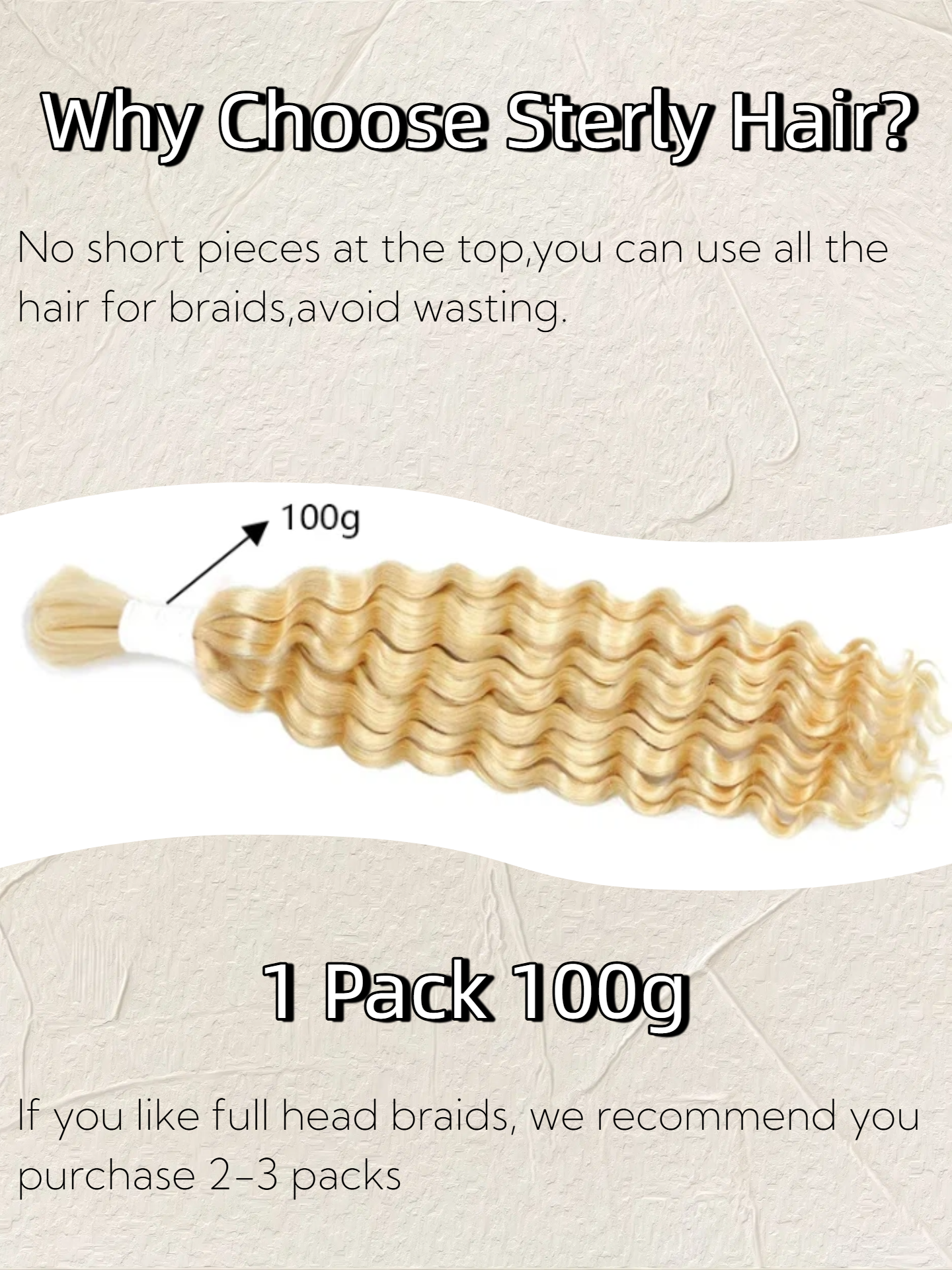 613# Blonde Human Braiding Hair Deep Wave Bulk Human Hair for Braiding No Weft Human Hair Extensions for Boho Braids 100g/Bundle