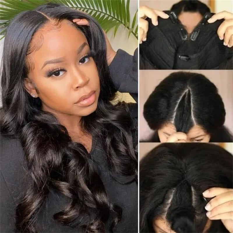 Thin V Part Wig Loose Body Wave Human Hair Wigs Glueless Beginner Friendly Natural Wig - sterlyhair