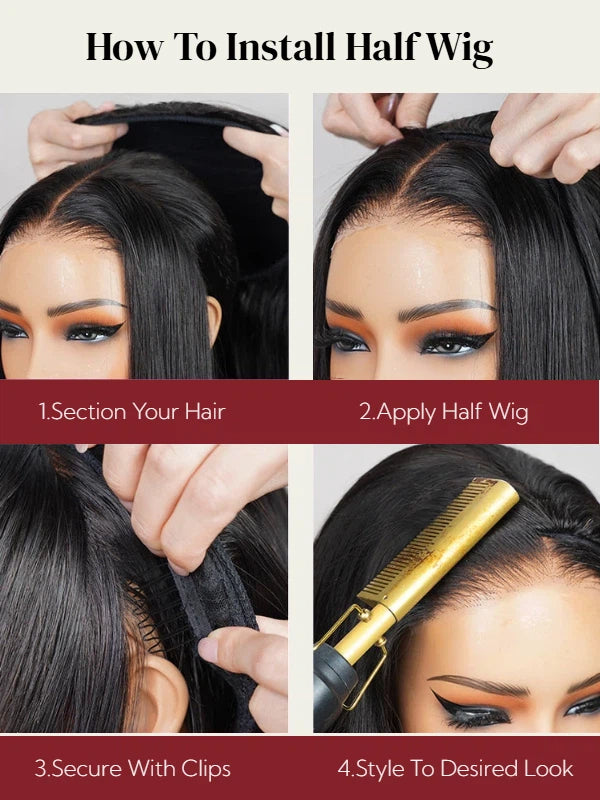 Afro Kinky Curly 3-In-1 Half Wig Glueless Flexi-Fit Drawstring Wig Beginner Friendly - sterlyhair