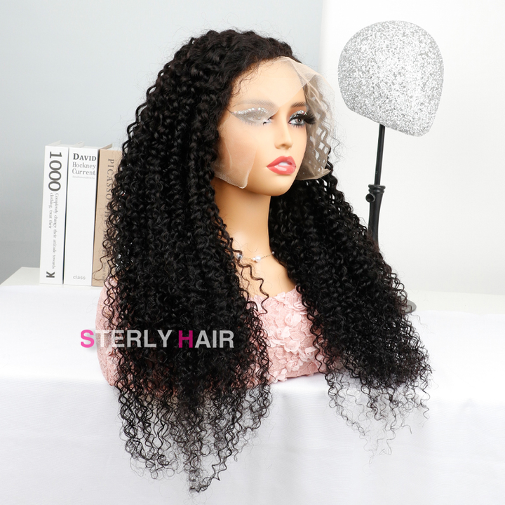 Curly Wig Perfect Curls Glueless 13×6 PreMax Wig Flexi-Fit Drawstring Human Hair Wigs Pre Bleached - sterlyhair