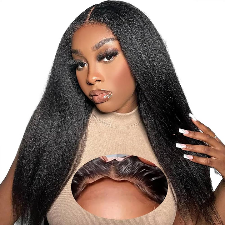 Affordable Glueless 7×6 Lace Yaki Straight Human Hair Wig Sterly Hair - sterlyhair