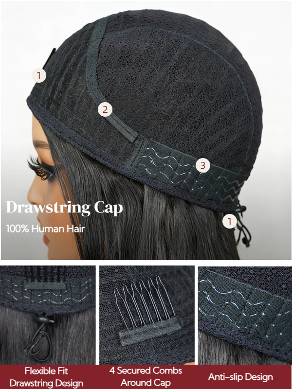 3-In-1 Half Wig Yaki Wand Curly Glueless Flexi-Fit Drawstring Wig Beginner Friendly