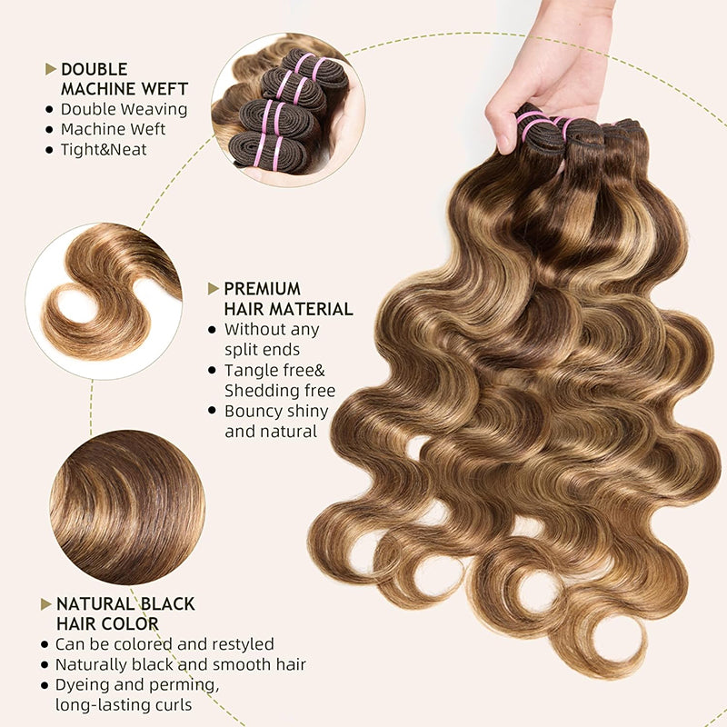 #4/27 Raw Body Wave Bundles High Quality 100% Human Hair Cuticle Aligned