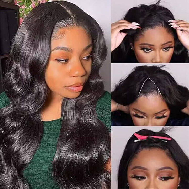 Thin V Part Wig Loose Body Wave Human Hair Wigs Glueless Beginner Friendly Natural Wig - sterlyhair