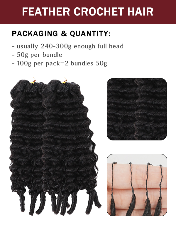 Sterly Hair Burmese Curly Feather Crochet Human Hair Extension Human Hair(1 Pack-2 Bundle 50g)