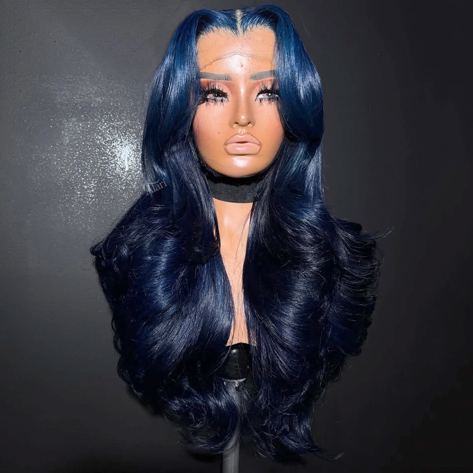 Raw Hair Wig | Undetactable HD Lace Midnight Blue Body Wave Human Hair Wigs - sterlyhair