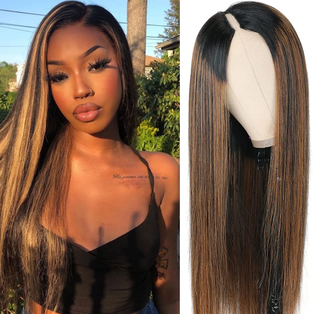 #FB30 Glueless V Part Wig Straight / Body Wave / Curly Human hair Wigs 250% Density