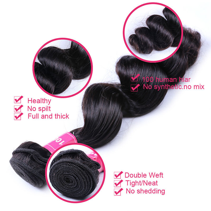 12A Bundles With Frontal | 3 Bundles Loose Wave Virgin Hair with 13×4 Transparent Lace Frontal - sterlyhair