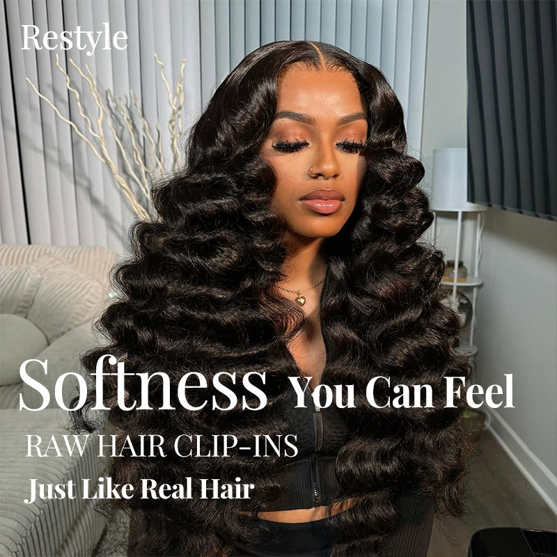 Raw Hair Clip In | Deep Wave lnvisible Edge Clip in Hair Extensions For Black Women 8pcs With 18 Clips