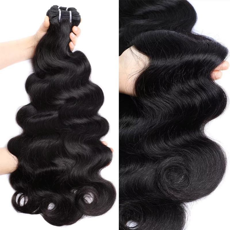 #1 Jet Black High Quality Double Drawn Raw Virgin Cuticle Aligned Body Wave Human Hair Bundles