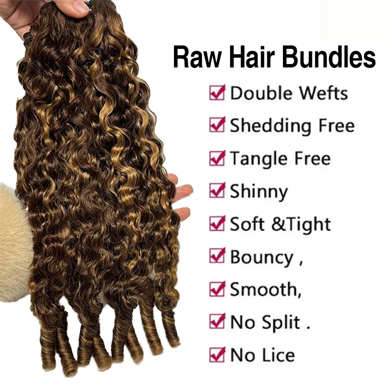 Highlight Color #4/27 Raw Burmese Curly Bundles 100% Human Hair Bundle Sterly Hair