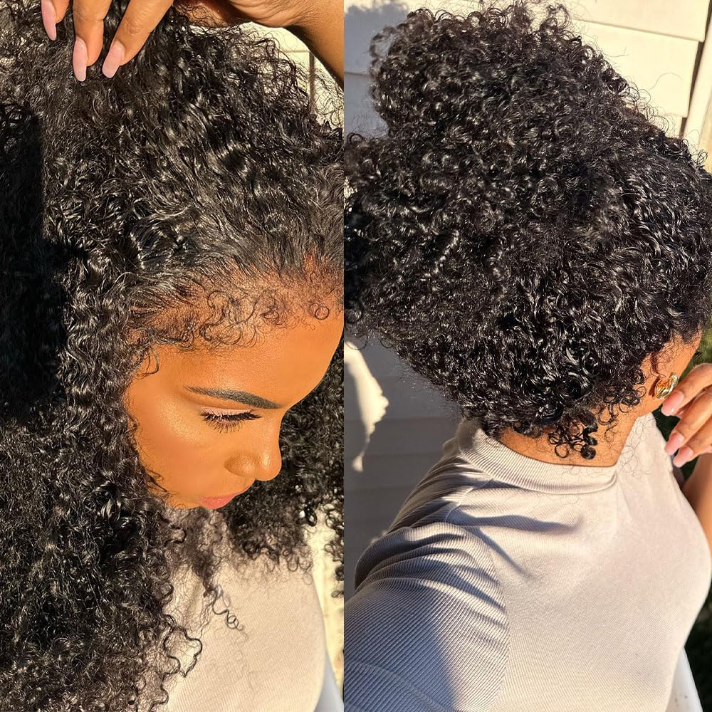 Type 4C Edges Wig | Glueless 360 Lace Frontal Wigs Kinky Curly Human Hair Wigs With Snug Fit Invisi-Strap - sterlyhair
