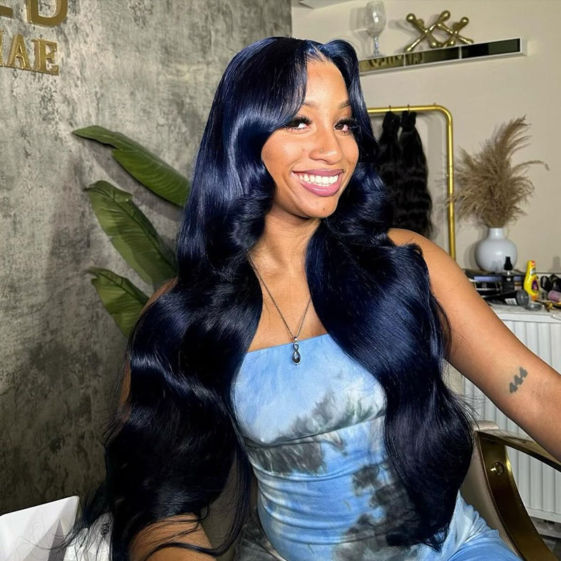 Raw Hair Wig | Undetactable HD Lace Midnight Blue Body Wave Human Hair Wigs - sterlyhair