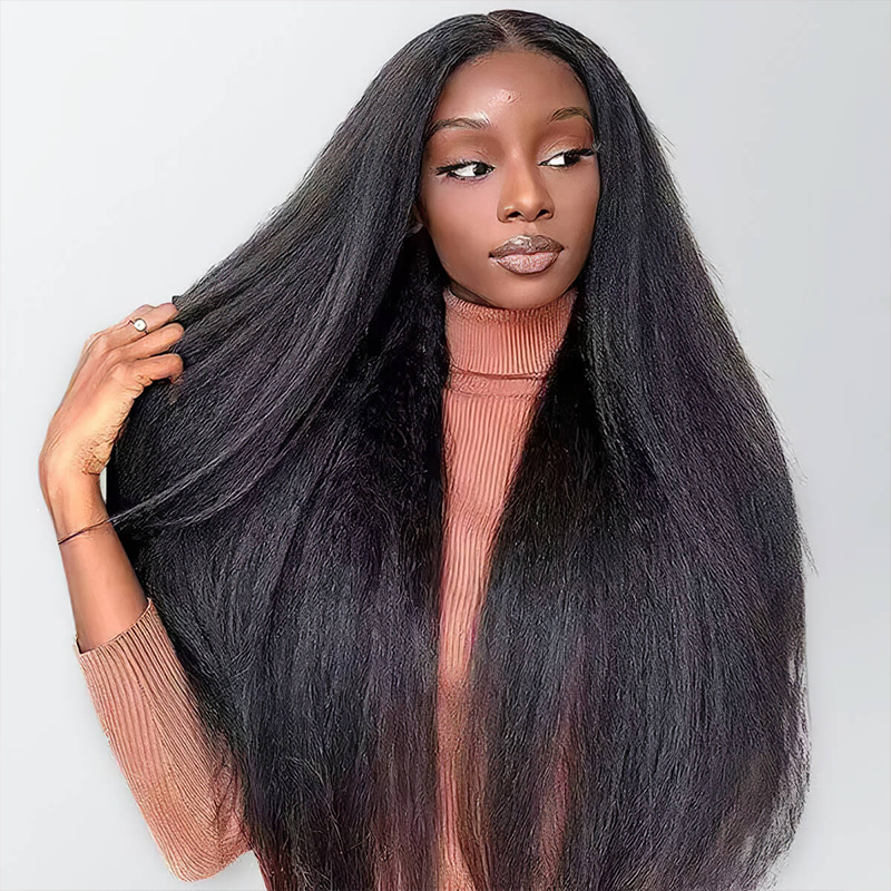 13x6 HD Lace Full Frontal Wig Undetactable HD Lace Kinky Straight Human Hair Wig