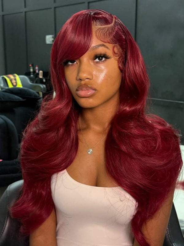 TikTok Hot | Affordable #99J Body Wave Wig Sterly Burgundy 13x6 Lace Front Human Hair Wigs