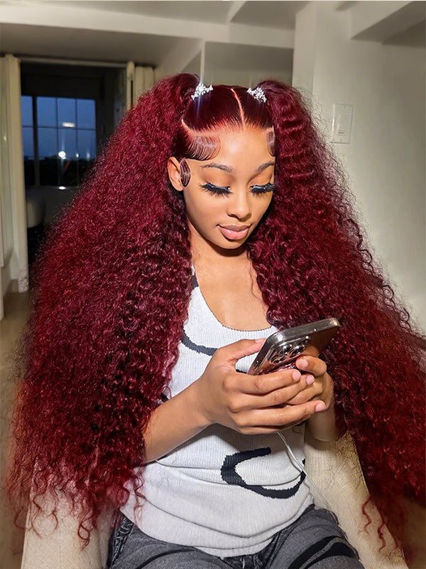 Flash Sale | #99J Burgundy Deep Wave Wig Sterly 13×6 Full Lace Frontal Human Hair Wigs