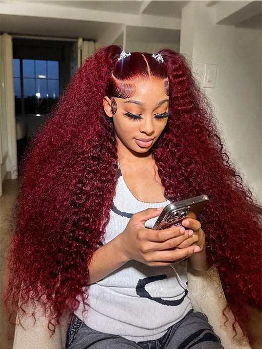 TikTok Hot | #99J Burgundy Deep Wave Wig Sterly 13×6 Full Lace Frontal Human Hair Wigs - sterlyhair